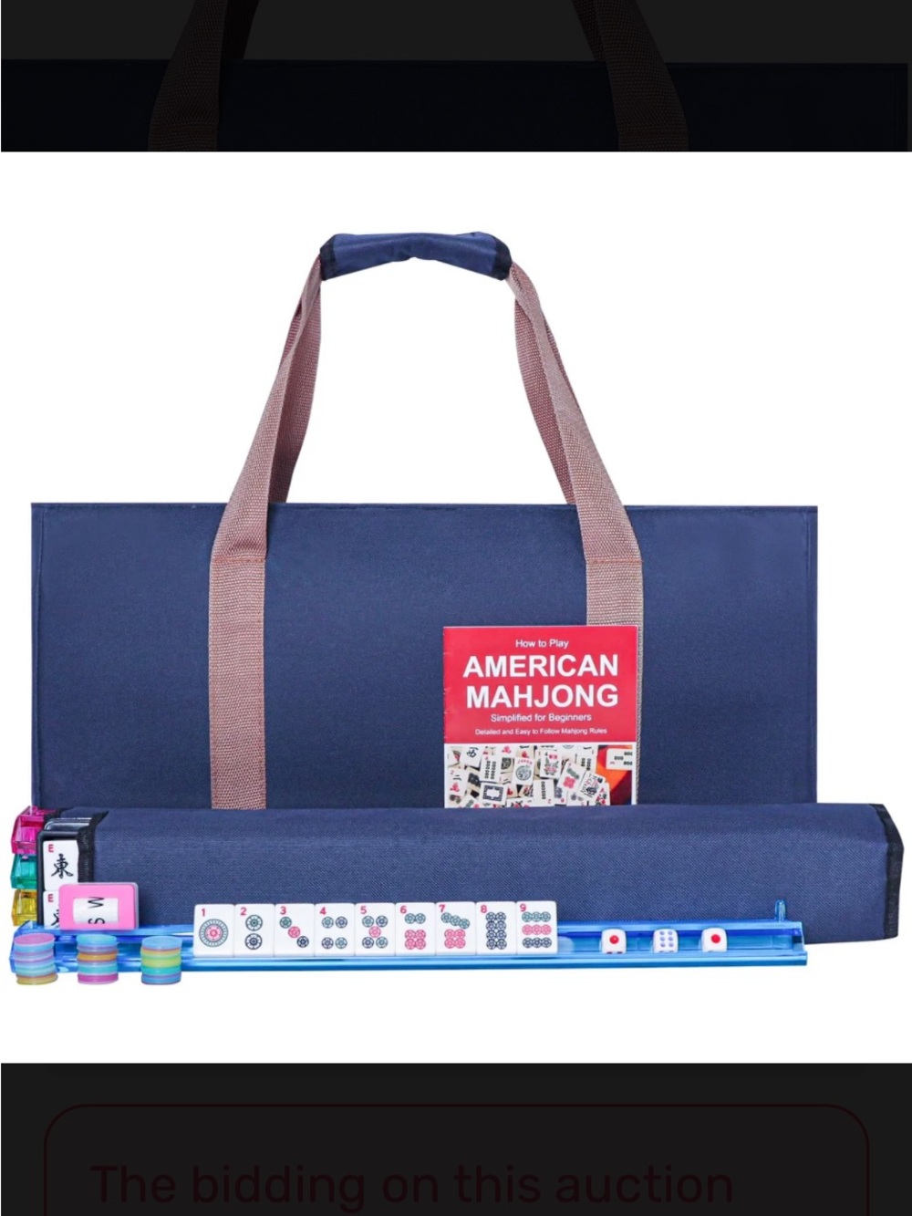 American Mahjong Travel Set with Navy Carry Bag and Accessories